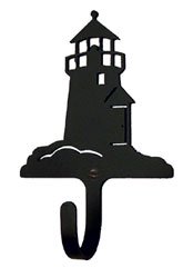 Wrought Iron Lighthouse Wall Hooks - Set of 3 Small Decorative Hooks for Keys, Hats, Coats & Home Decor | Rustic Coastal Wall Organizer for Entryway, Bathroom or Kitchen