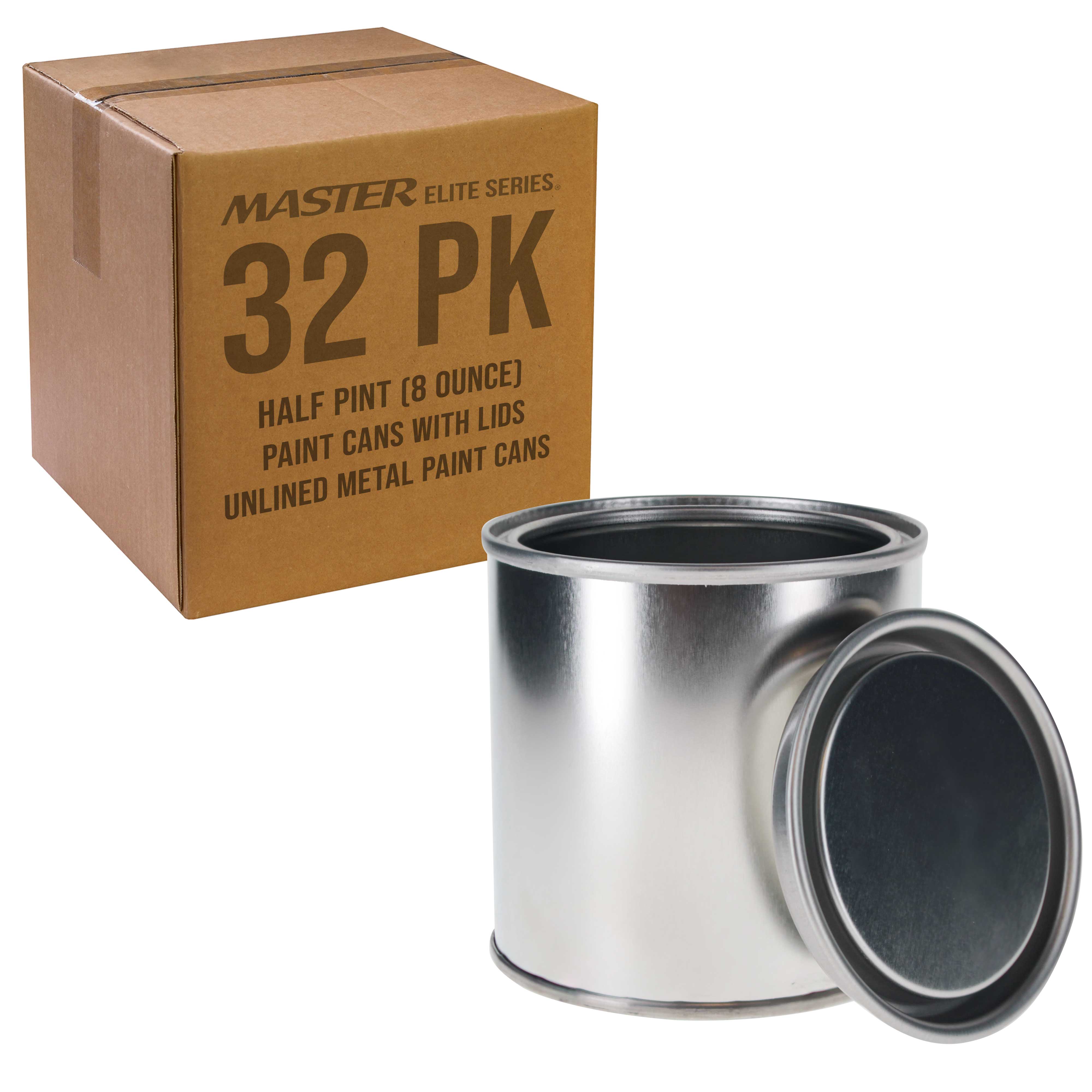 32 Pack 8 oz Unlined Metal Paint Cans with Triple Tight Seal Lids - 1/2 Pint Empty Steel Storage Containers for Oil-Based Paint, Art Supplies & DIY Crafts - Perfect for Artists, Hobbyists & Home Improvement Projects