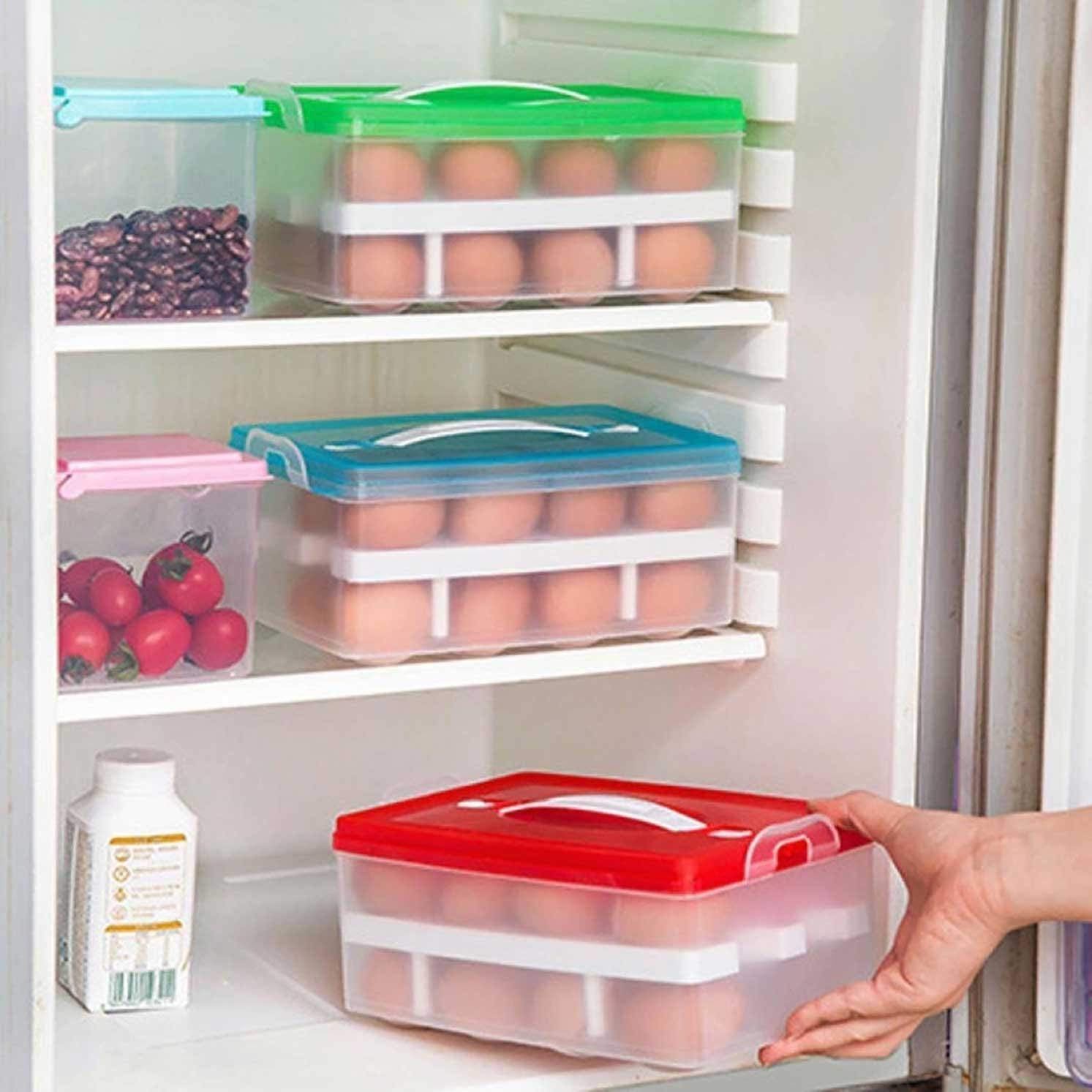 FLIPXEN Clear Plastic Egg Storage Container - Holds 24 Eggs - Refrigerator Organizer for Kitchen - Perfect for Fridge Organization & Fresh Egg Storage