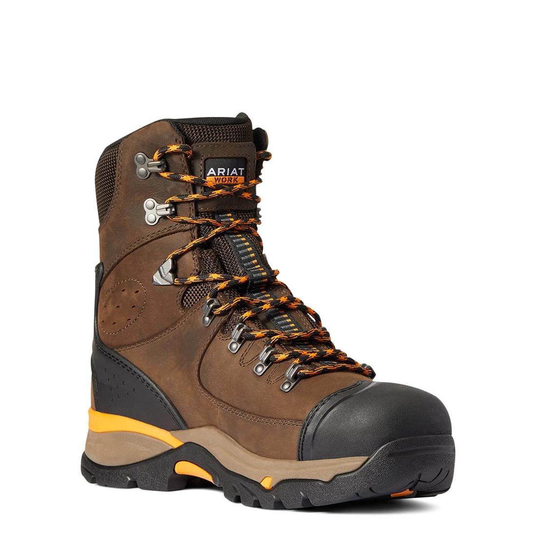 Endeavor 8 Inch Carbon Toe Waterproof Work Boots for Men - Chocolate Brown - Slip Resistant & Comfortable for Construction, Hiking & Outdoor Work