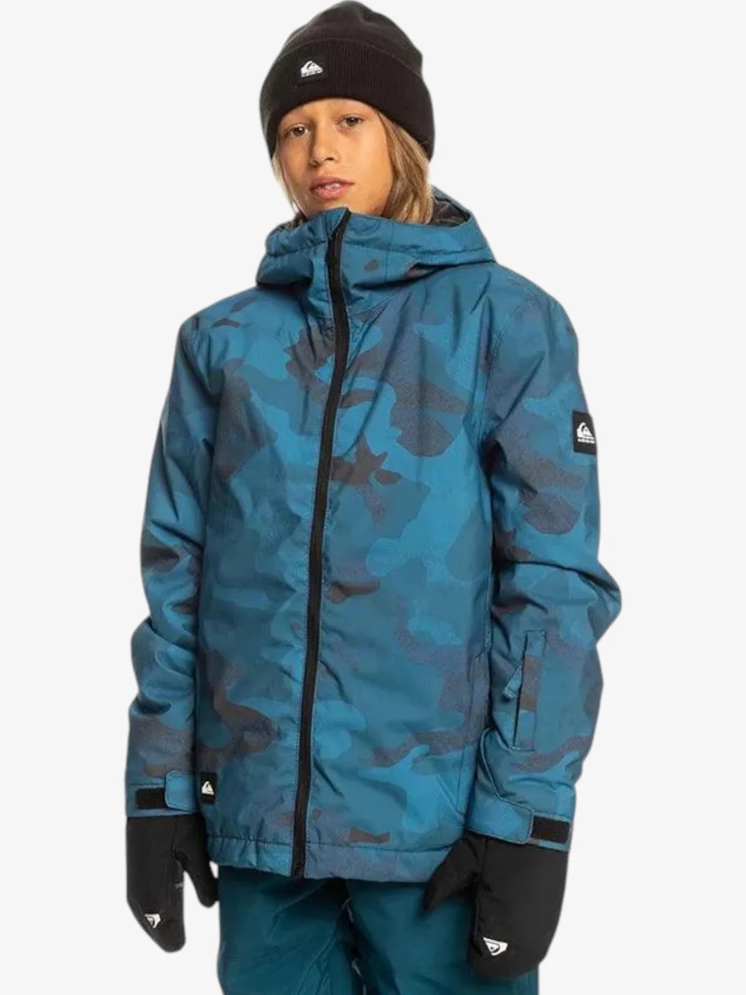 Quiksilver Snow Mission Printed Kids' Camouflage Snow Jacket - Blue Camo Winter Coat for Boys & Girls - Perfect for Skiing, Snowboarding & Outdoor Winter Adventures