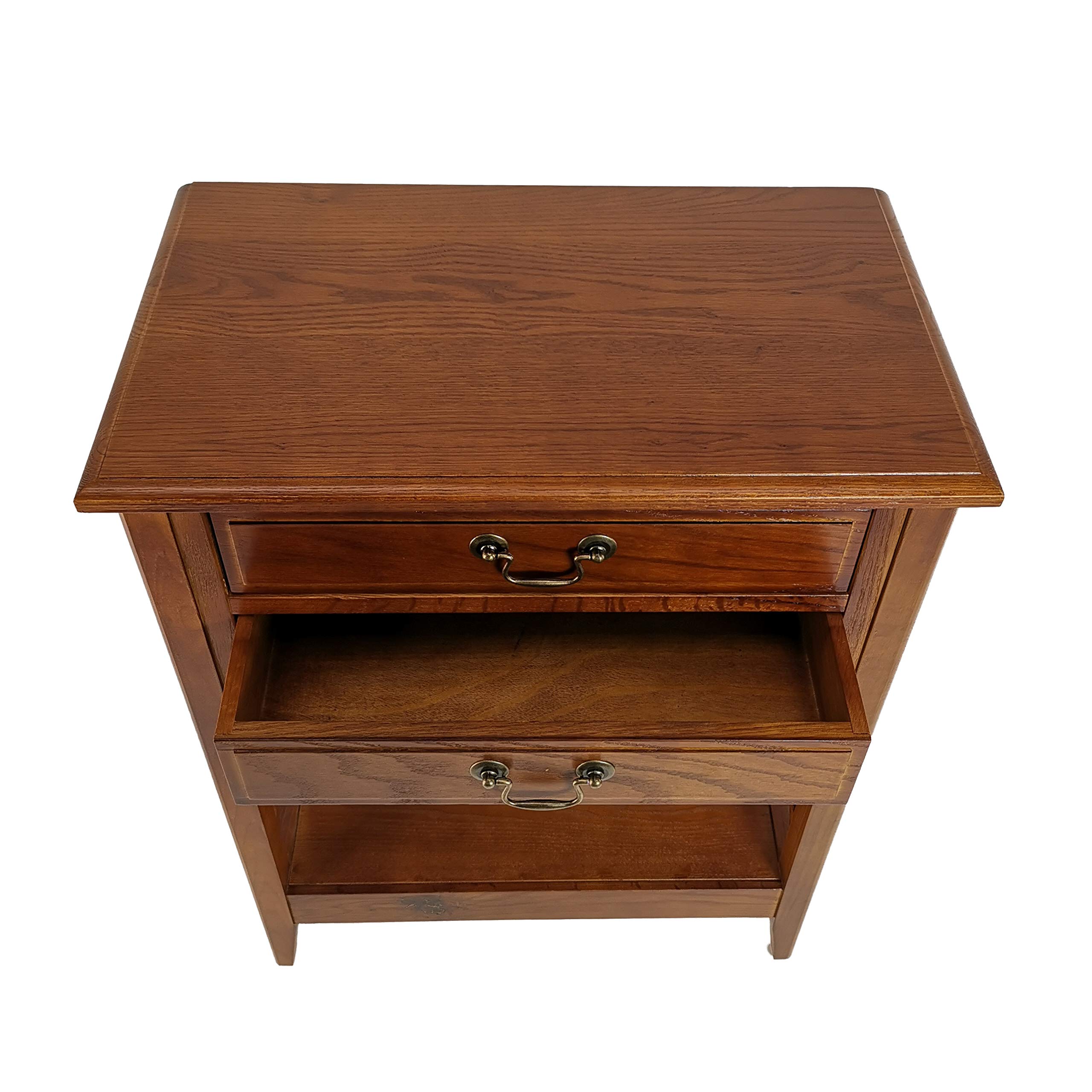 Benjara Brown Wooden Nightstand with 2 Drawers and Criss Cross Sides - Bedside Table for Bedroom, Living Room, or Guest Room - Perfect for Storing Books, Lamps, and Bedroom Essentials
