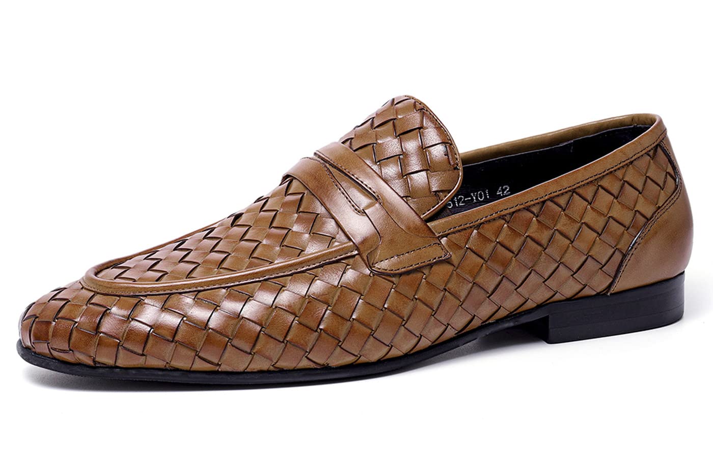 Santimon Men's Woven Leather Loafers - Slip-On Driving Shoes for Wedding, Party & Business Casual Wear - Comfortable Dress Shoes for Work & Formal Occasions