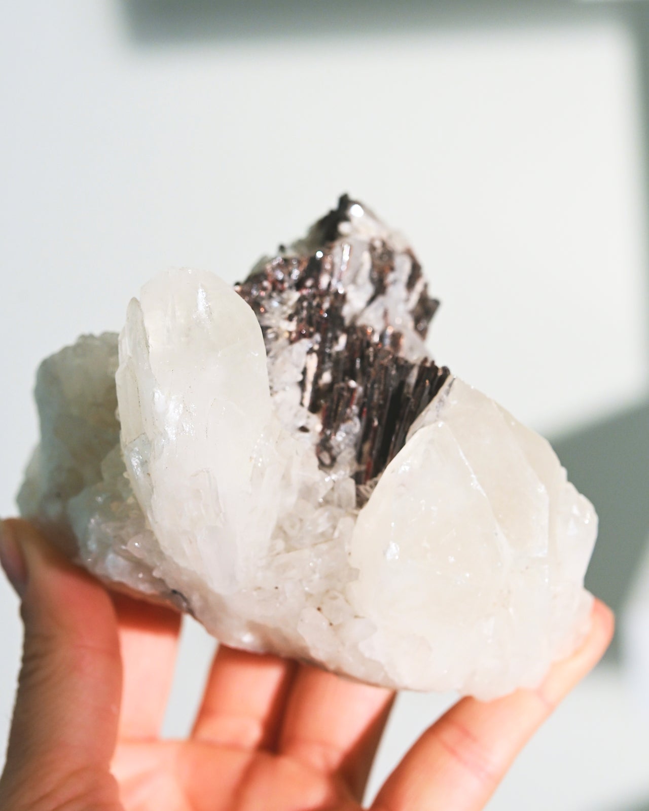 Natural Hubnerite with Quartz Crystal Specimen - 3 Inch Mineral Collection for Healing, Meditation & Home Decor