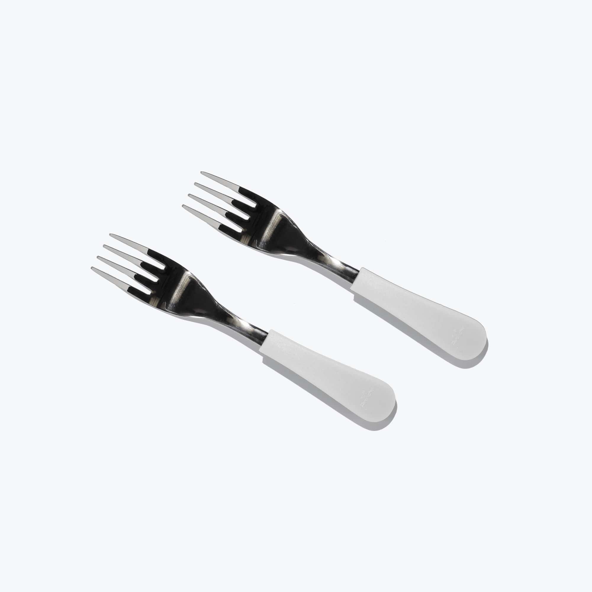 Avanchy 2-Pack Stainless Steel Baby Forks - Safe & Durable for Toddlers - Perfect for Baby-Led Weaning & Self-Feeding - White