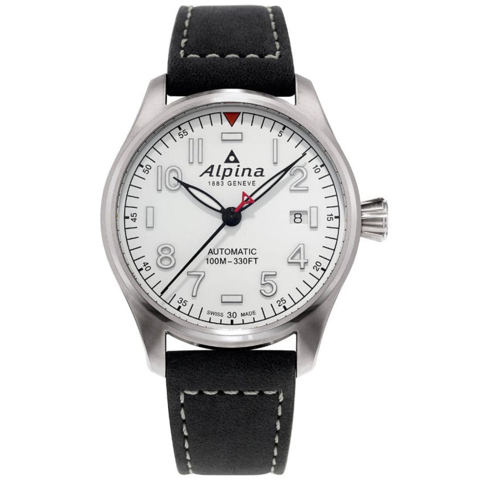 ALPINA STARTIMER AL 525S3S6 Men's Black Leather Strap Watch - Luxury Chronograph for Business, Casual & Formal Occasions