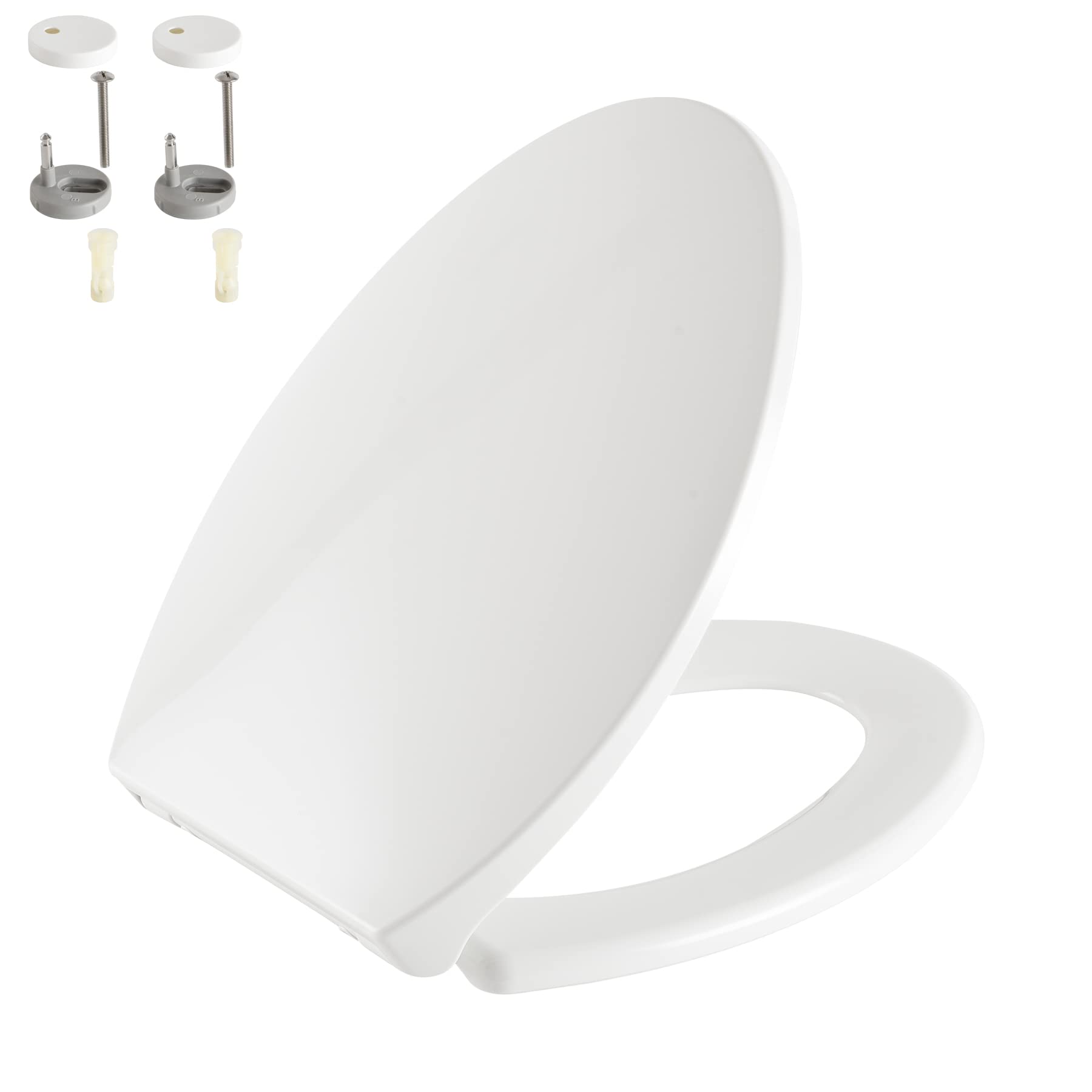 AOLALA Elongated Soft Close Toilet Seat - White Plastic Easy Clean Bathroom Toilet Seat with Quick Release, Quiet Slow Closing Lid - Perfect for Modern Homes, Apartments & Guest Bathrooms