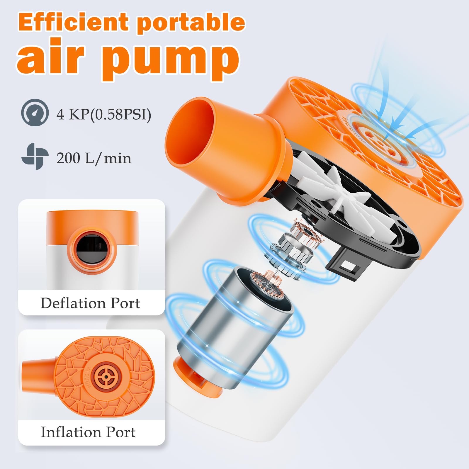 Mini Electric Air Pump for Inflatables - AA Battery Powered Portable Pump to Inflate/Deflate Air Mattress, Pool Floats, Swimming Rings & Vacuum Storage Bags - Perfect for Camping, Travel & Home Storage