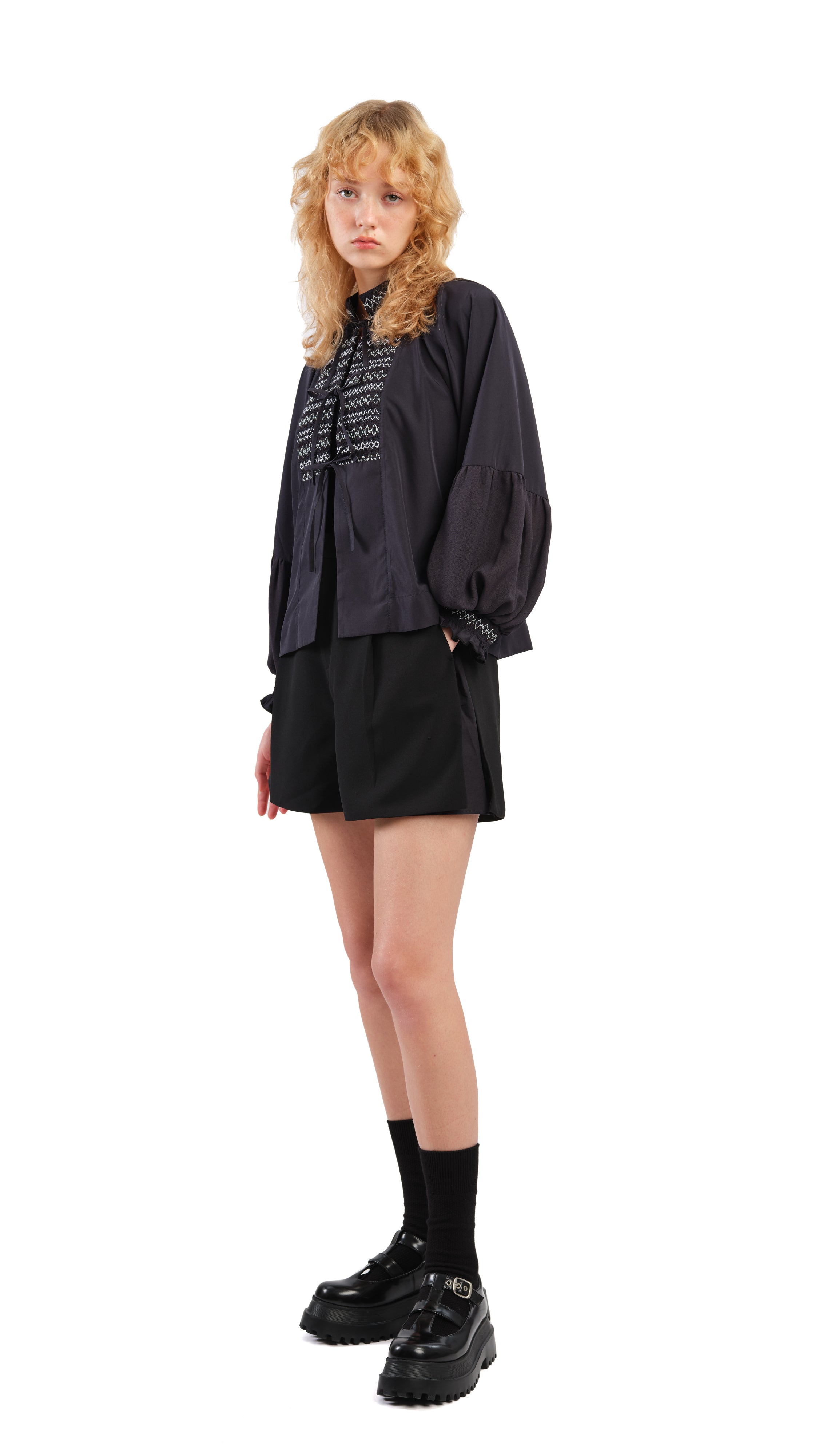 Stylish Smocking Balloon Sleeves Jacket for Women - Trendy Blouse with Puff Sleeves - Perfect for Casual Outings, Date Nights & Office Wear