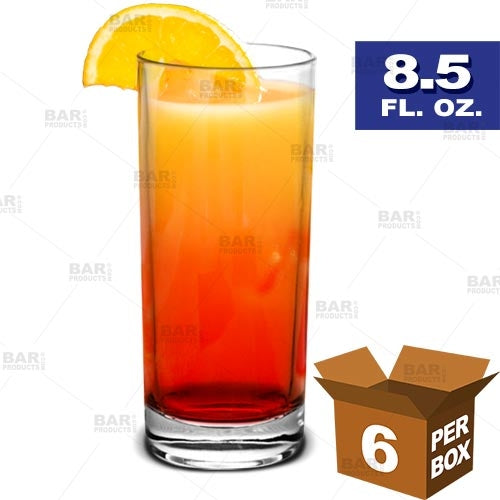 BarConic® High Ball Glass Set - 8.5 oz Monument Design (6-Pack) - Perfect for Cocktails, Whiskey, Iced Coffee & Home Bar Decor