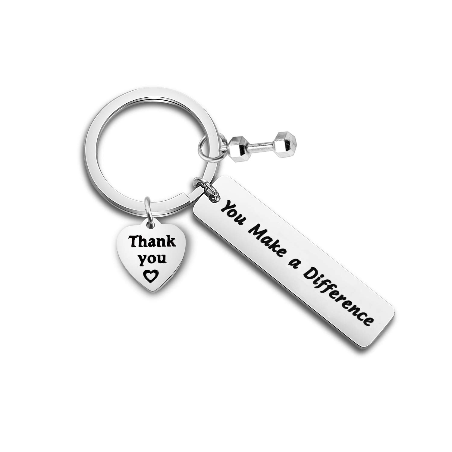FOTAP Fitness Trainer Thank You Gift - Inspirational 'You Make a Difference' Keychain for Workout Coaches & Yoga Instructors - Perfect Appreciation Present for Personal Trainers, Gym Staff & Fitness Professionals