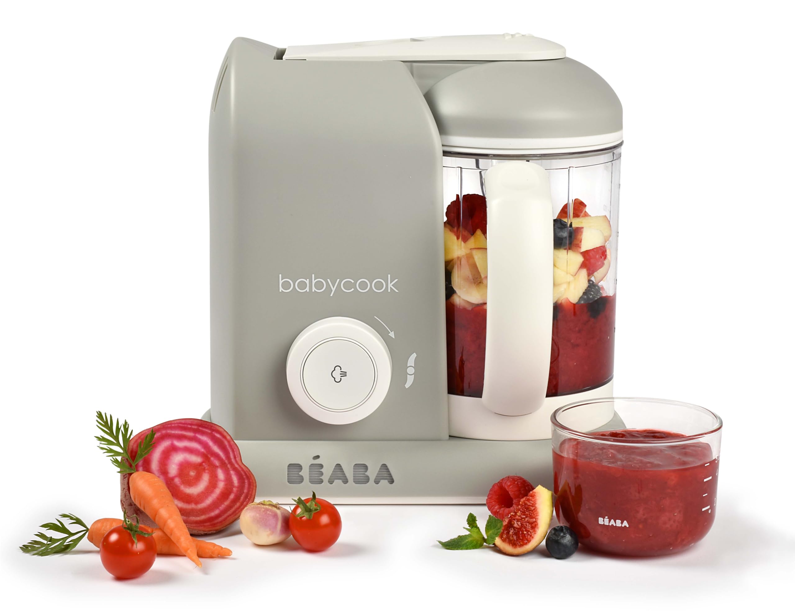 BEABA Babycook Solo 4-in-1 Baby Food Maker & Steamer | 4.5 Cup Capacity Food Processor | Steam Cook & Blend in 20 Minutes | Dishwasher Safe | Perfect for Homemade Baby Purees & Toddler Meals | Cloud Color