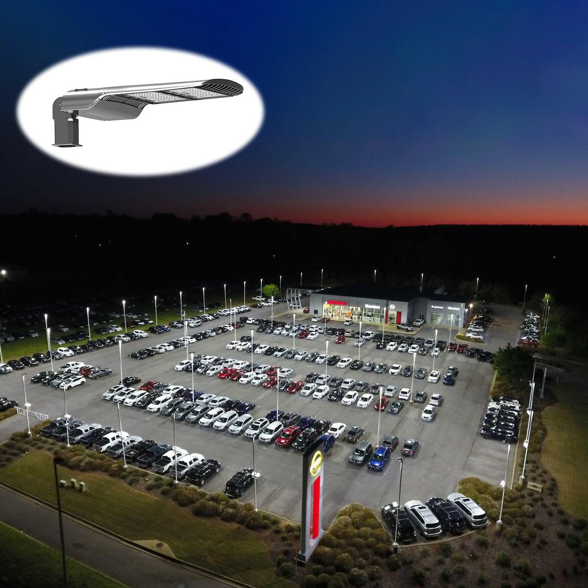 300W LED Shoebox Light - 39,000LM IP65 Waterproof Outdoor Flood Light - 5000K Daylight White - Commercial & Street Lighting for Parking Lots, Stadiums, Roadways, Yards - Arm Mount for Square Poles - Energy-Efficient Area Lighting Solution
