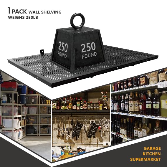 Heavy Duty Garage Wall Shelves 4 Pack - Sturdy Floating Shelves Holds 1000 lbs - Space Saving Storage Solution for Garage, Workshop, Basement (1.5x3.8ft, Black) - Perfect for Organizing Tools, Sports Equipment & Home Supplies