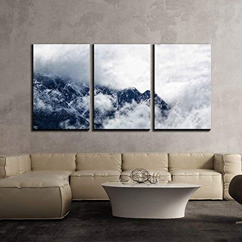 Wall26 - 3 Piece Canvas Wall Art Set: Mountain Landscape with Clouds - Modern Stretched & Framed Ready to Hang Home Decor (24