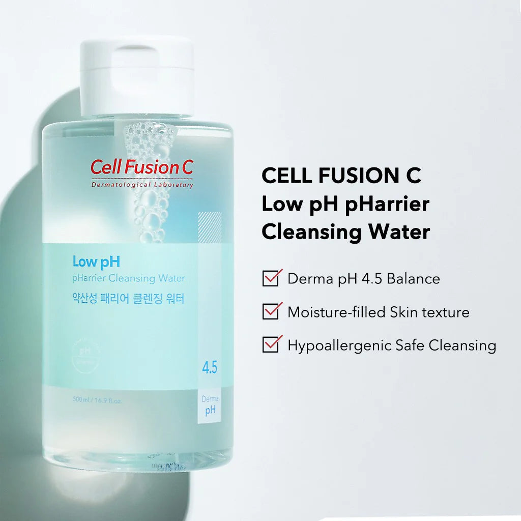 Cell Fusion C Low pH pHarrier Cleansing Water 500ml - Gentle Face Cleanser for Sensitive Skin | Hydrating & pH-Balanced | Perfect for Daily Skincare Routine & Makeup Removal