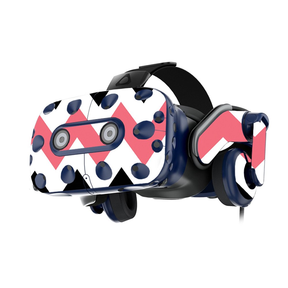 MightySkins Vinyl Decal Wrap Cover for HTC Vive Pro VR Headset - Black Pink Chevron Design | Protective & Durable Skin | Easy to Apply & Remove | Made in USA | Perfect for Gaming, VR Enthusiasts & Customization Lovers