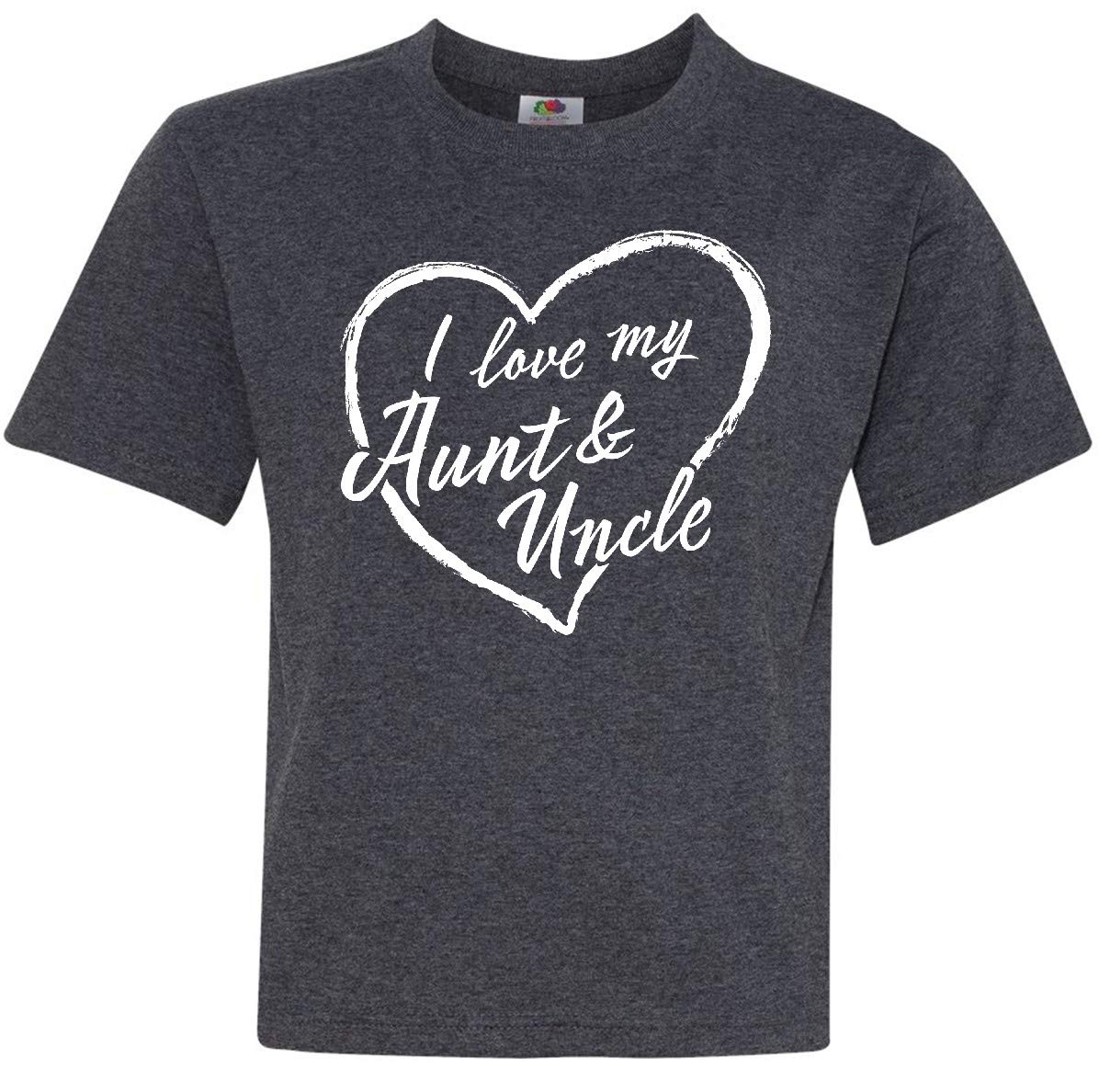 Inktastic I Love My Aunt and Uncle White Chalk Heart Youth T-Shirt - Cute Family Gift for Nieces & Nephews, Birthday & Holiday Present