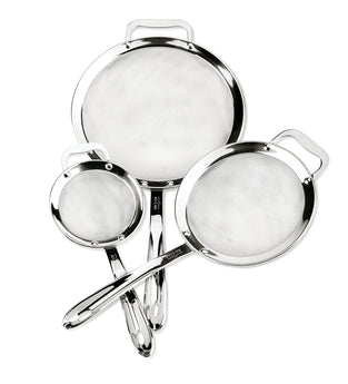 All-Clad Premium 3-Piece Stainless Steel Strainer Set - Fine, Medium & Coarse Mesh for Cooking, Baking & Food Prep - Perfect for Pasta, Vegetables & Fruits