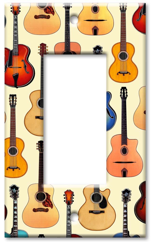 Acoustic Guitar Art Plates - Decorative Single Rocker Switch Plate Cover for Home & Studio Decor | Perfect for Music Lovers & Guitar Enthusiasts