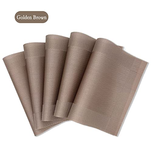 6-Pack PVC Heat-Resistant Placemats Set - Double Sided Washable & Easy Clean Table Mats for Dining, Kitchen, Restaurant - Golden Brown | Perfect for Everyday Meals, Dinner Parties & Holiday Gatherings