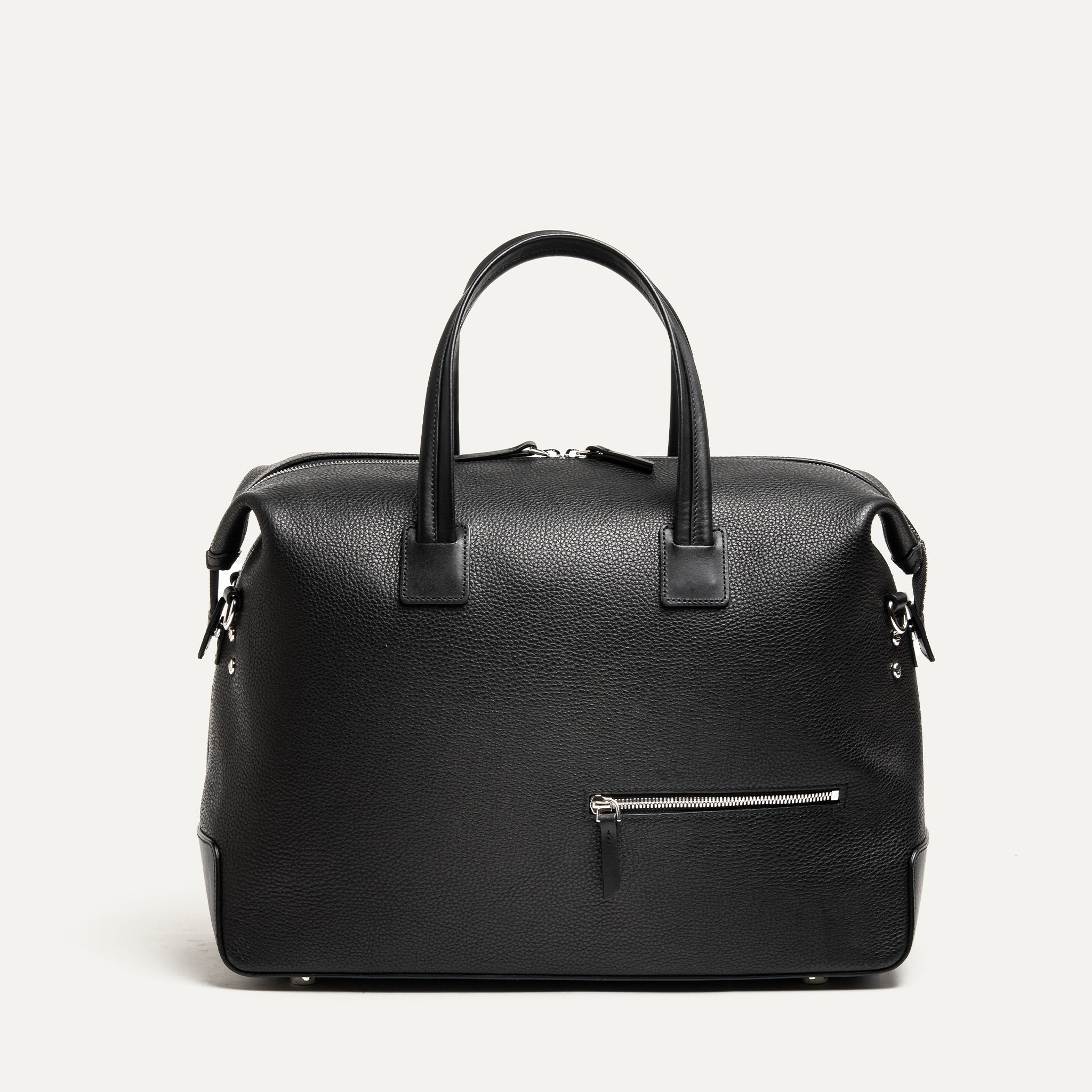 WESLEY Genuine Black Grain Leather Bag - Perfect for Work, Travel & Everyday Use