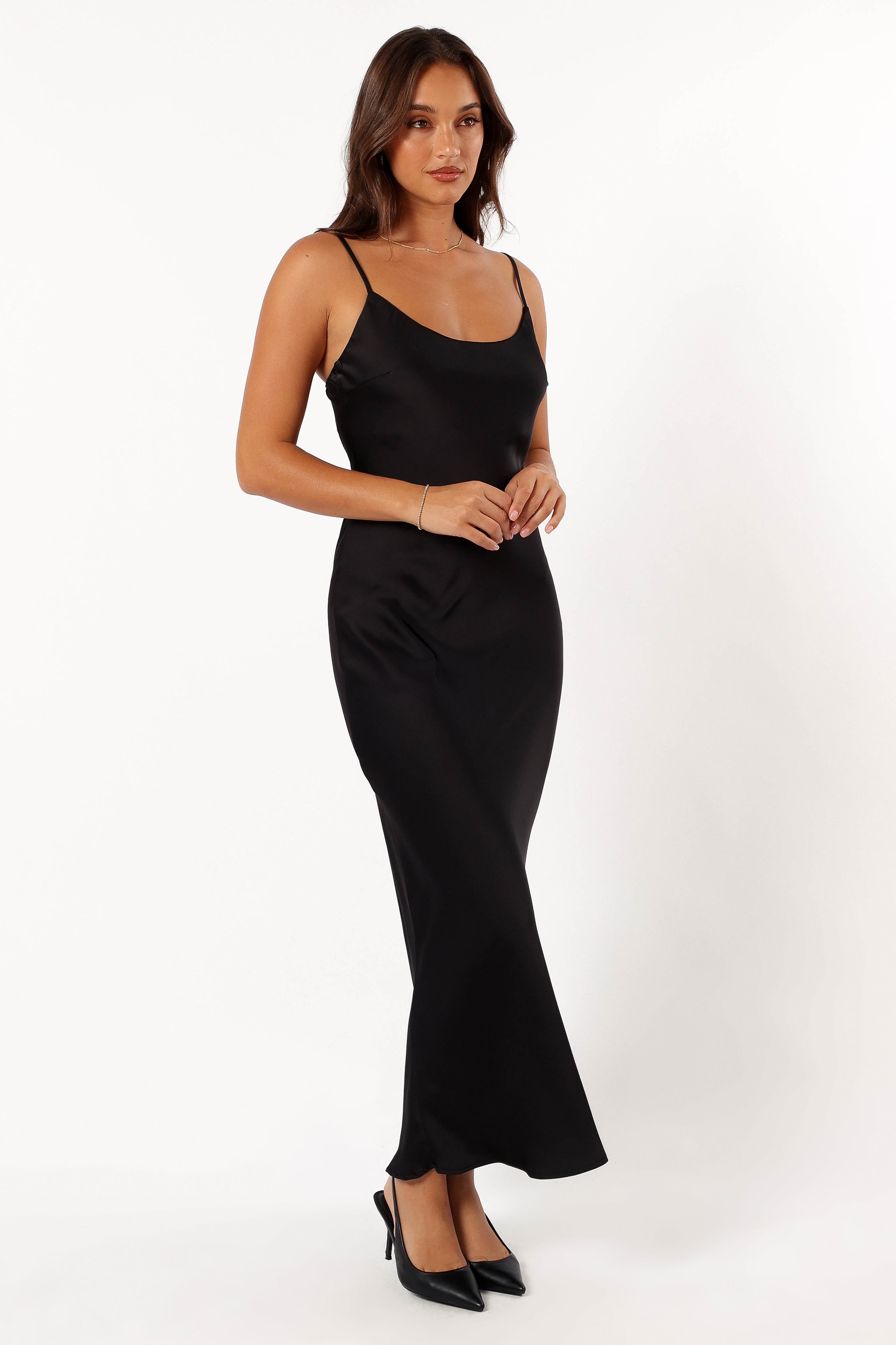 Jamie Maxi Slip Dress for Women - Elegant Black Nightgown & Loungewear for Sleep, Home, and Special Occasions