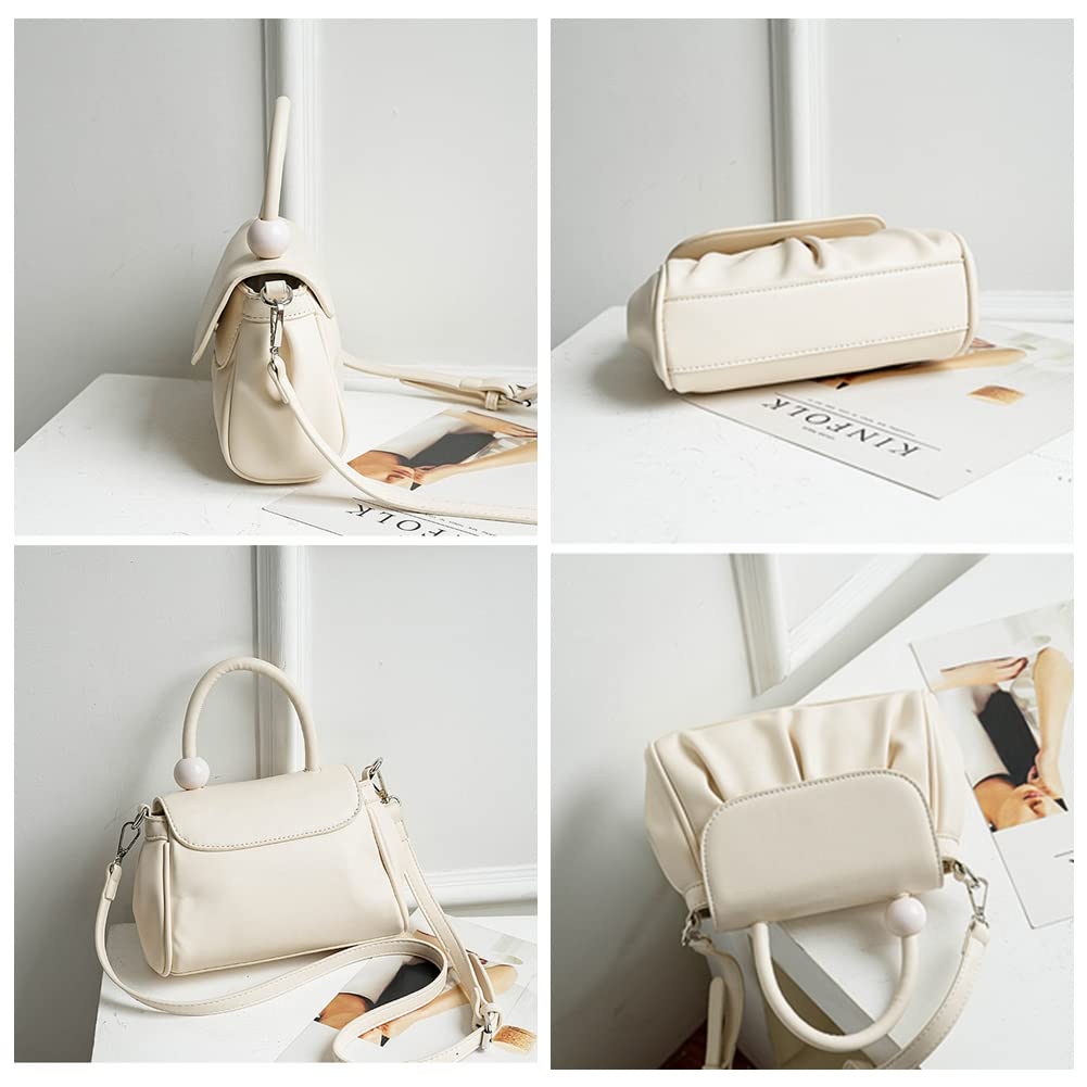 Mn&Sue Women's Cloud Pouch Crossbody Bag - Soft Leather Dumpling Clutch Purse Trendy Shoulder Handbag for Everyday Use, Date Night & Travel