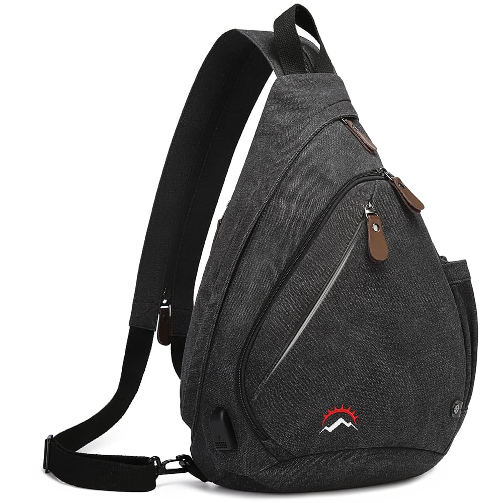 KAKA Waterproof Canvas Sling Bag - Crossbody Backpack for Men & Women, Lightweight Casual Shoulder Bag for Travel, Hiking, and Daily Use
