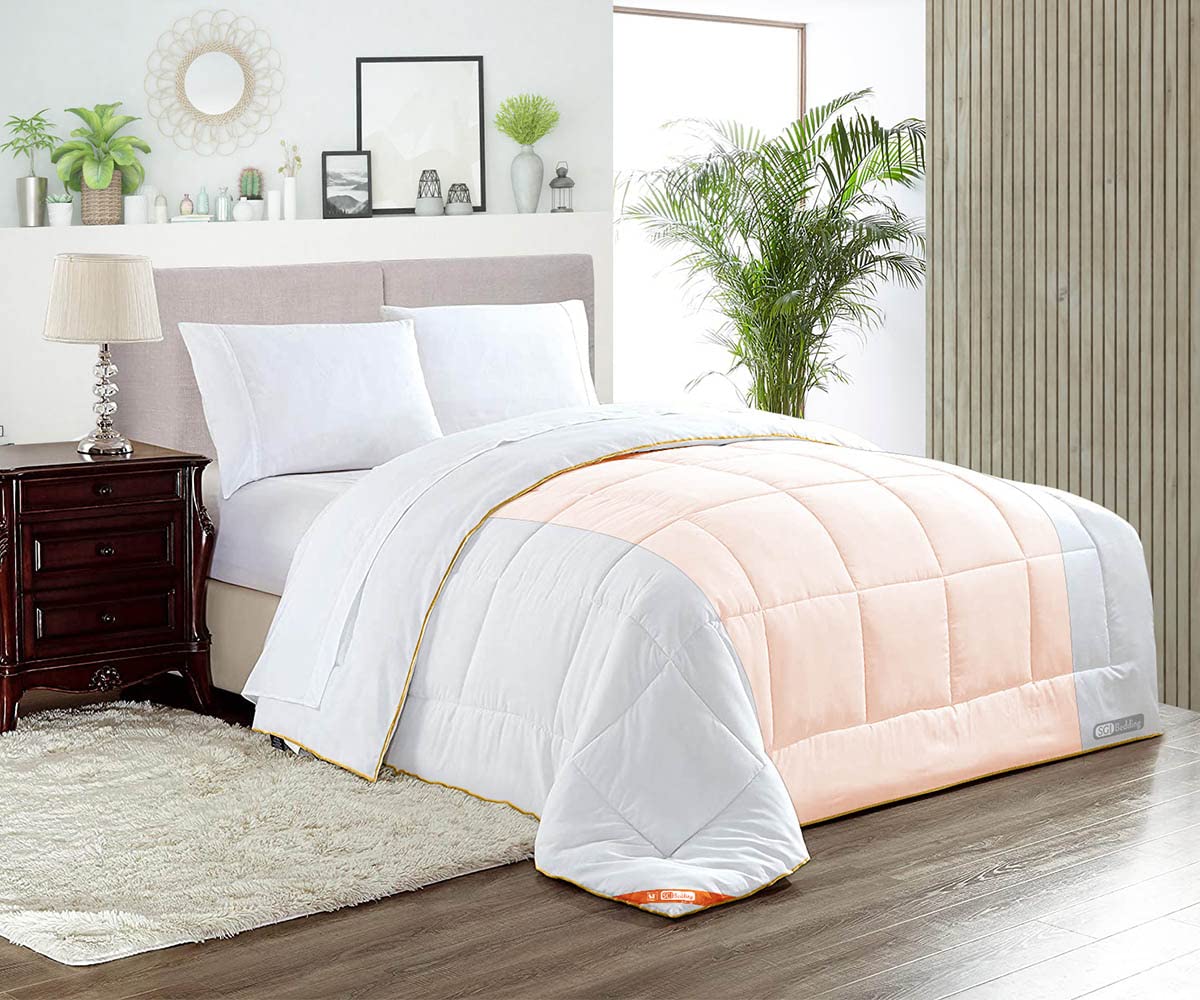 Premium Twin XL Comforter Set - 300 GSM Plush Siliconized Microfiber Fill, Contrast Peach Duvet Insert with Box Stitched Quilting & Matching Pillowcases - Ultra Soft Microfiber Shell with Premium Piping - Perfect for Guest Rooms, Dorms & Cozy Bedrooms