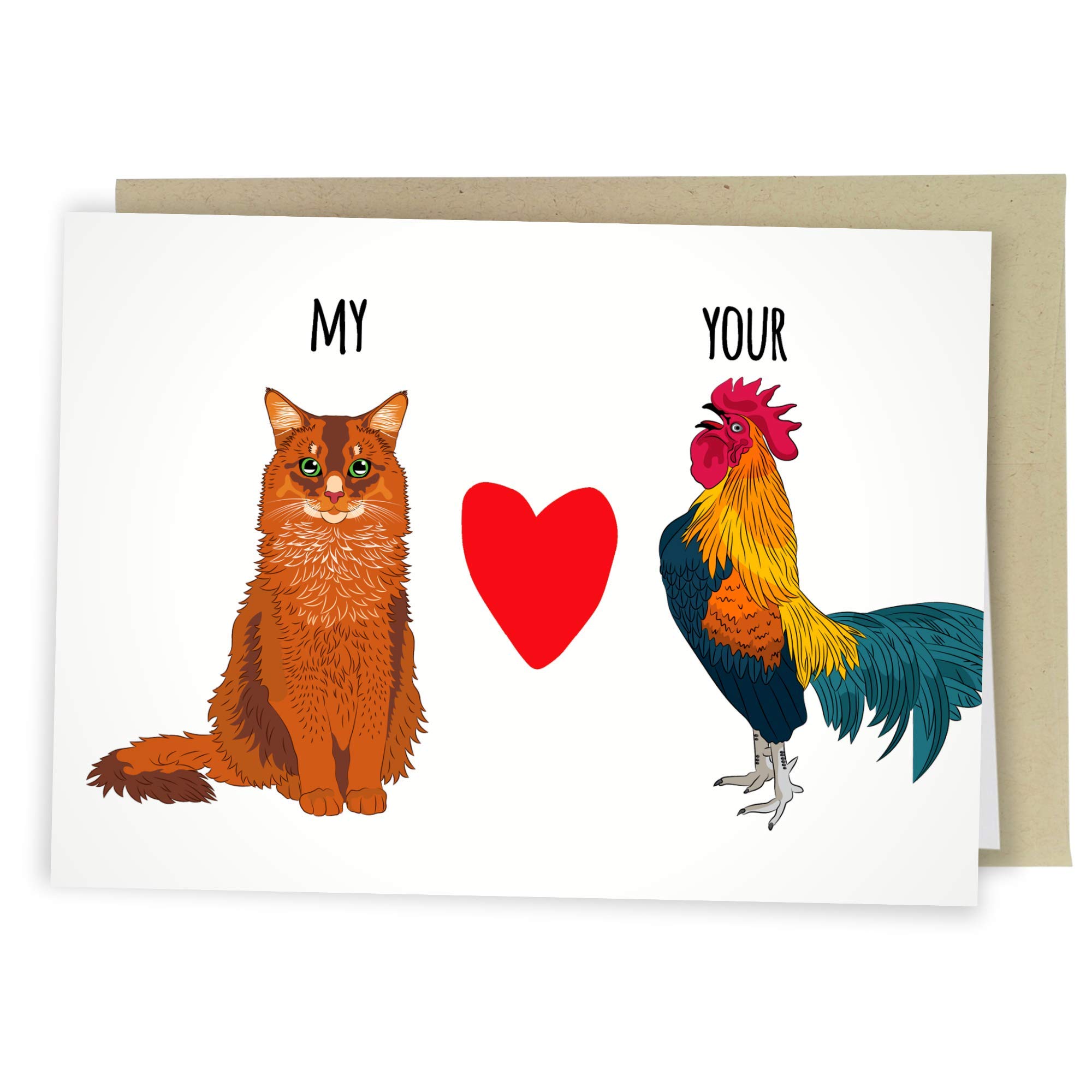 Funny & Naughty Greeting Cards for Men - Dirty Anniversary, Birthday & Valentine's Day Cards for Husband/Boyfriend - 'My Cat Loves Your Rooster' Humorous Card - Perfect for Romantic Occasions & Playful Couples