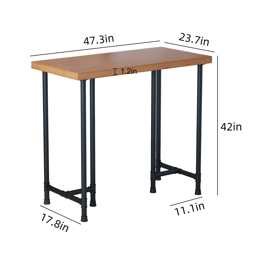 Industrial Pipe Counter Height Dining Table - Solid Wood Bar Table & Pub Table for Modern Dining Room, Office Desk or Laptop Workstation | Perfect for Home Bars, Cafes, and Small Space Living