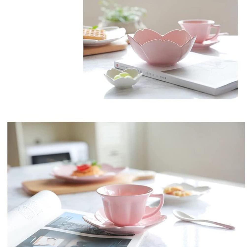 SOIMISS 6-Inch Ceramic Salad Bowl Set - Cute Flower Shape Serving Bowls for Dessert, Fruit, Cake, Soup, Noodles, Ice Cream & Cereal | Microwave & Dishwasher Safe | Perfect for Parties, Picnics & Daily Use (Pink)