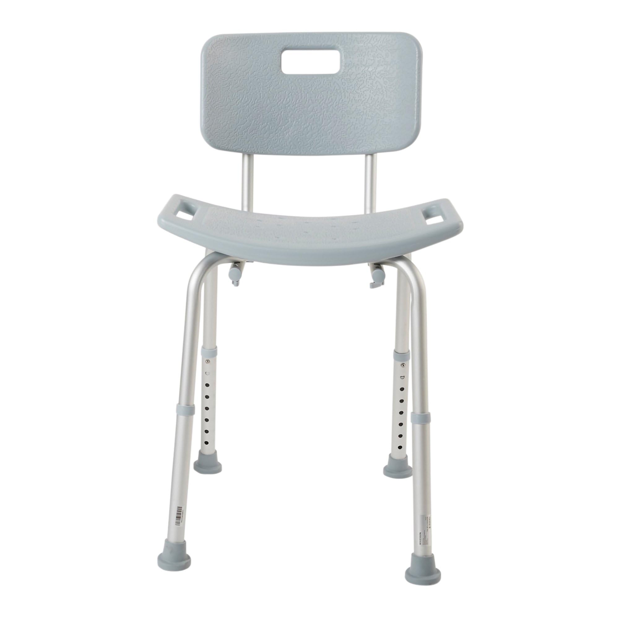 McKesson Adjustable Aluminum Bath Bench with Removable Back - Lightweight, Supports 300 lbs - Ideal for Elderly, Disabled & Post-Surgery Bathing Safety