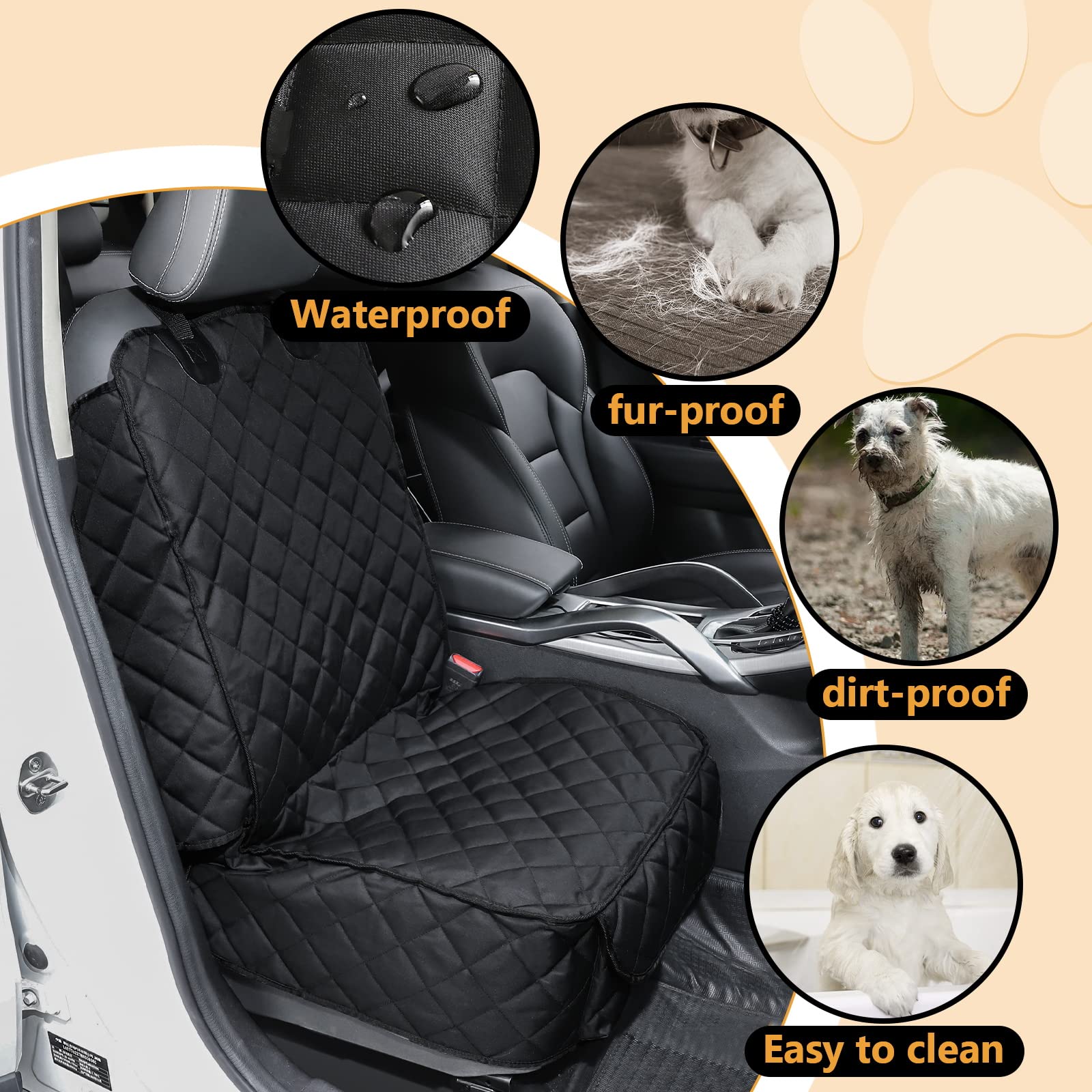 YUNXANIW Waterproof Dog Car Seat Cover - Full Coverage Pet Seat Protector for SUVs & Cars, Durable Travel Accessories for Dogs | Perfect for Road Trips, Daily Commutes & Outdoor Adventures