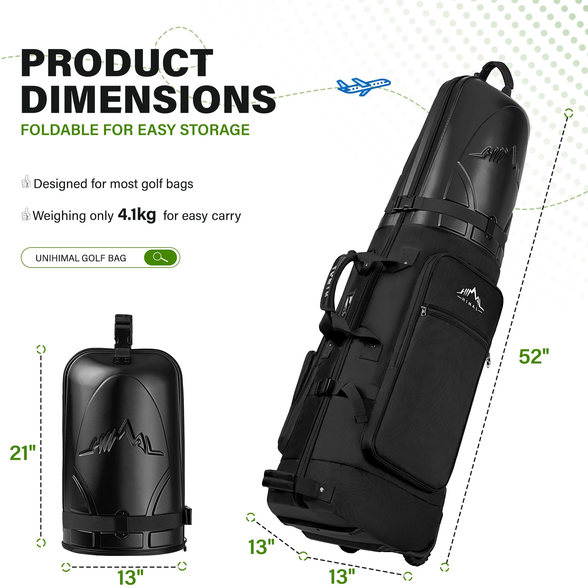 Premium 1680D Heavy Duty Golf Travel Bag with Hard Case Top - Airline Approved, Wheeled Golf Club Carrier for Easy Transport | Perfect for Air Travel & Golf Tournaments