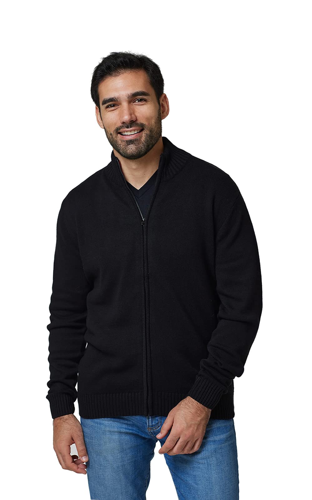 Men's Lightweight Long Sleeve Funnel Neck Zip-Up Sweater Cardigan - Cozy Winter Pullover for Casual Wear & Outdoor Activities