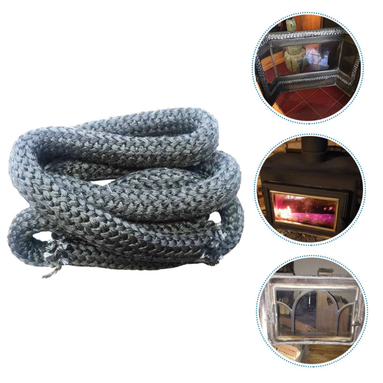 Veemoon Wood Stove Door Seal Replacement - High Temperature Fireproof Fiberglass Gasket Tape for Wood Burning Stoves, Fireplace & Oven Door Repair - Perfect for Home Heating, Camping & Outdoor Use