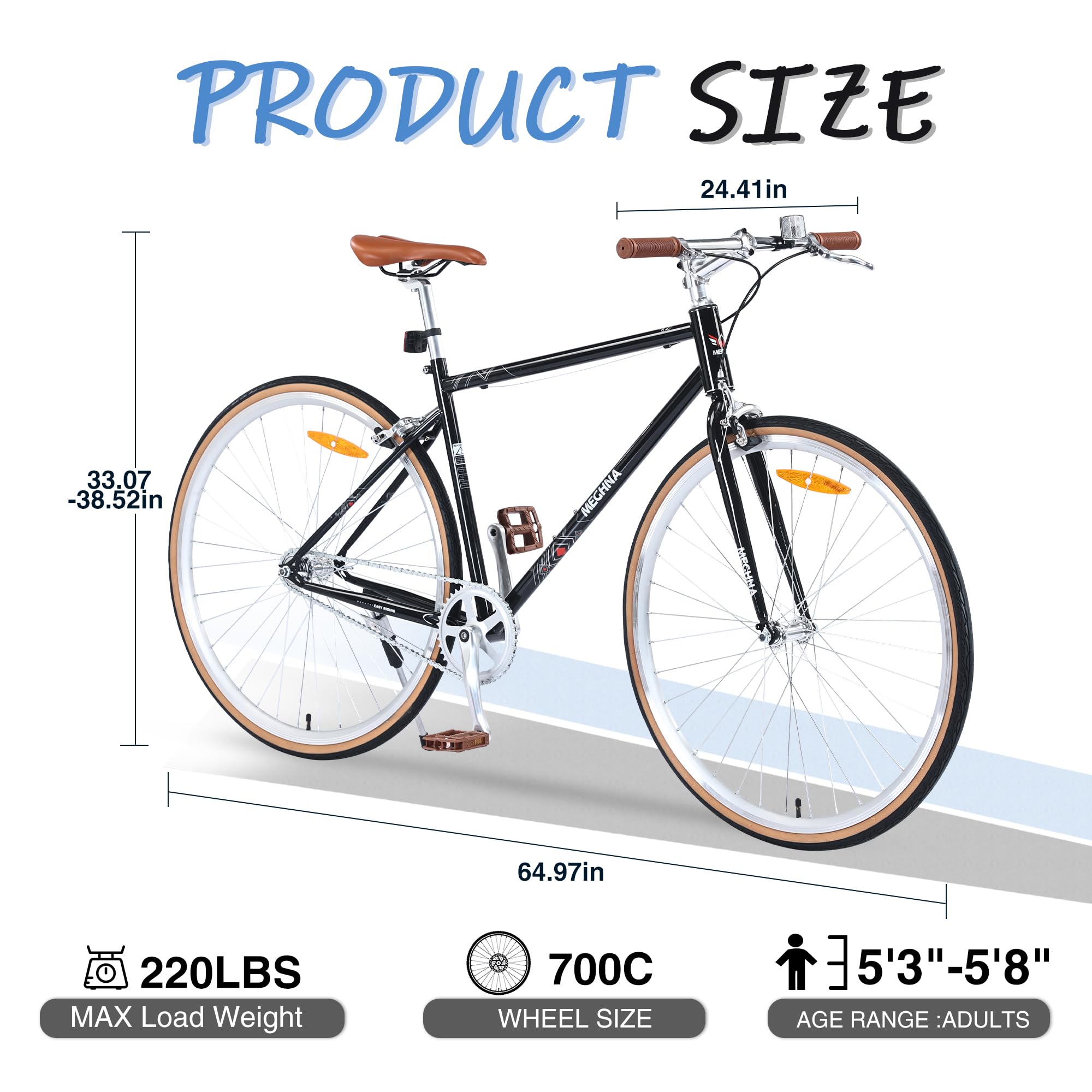 Men's & Women's Hybrid Bike - 700C Lightweight Single Speed Commuter Bicycle with Fixed Gear | Urban City Bike for Adults | Perfect for Daily Commuting, Road Sports & Outdoor Vacation Riding