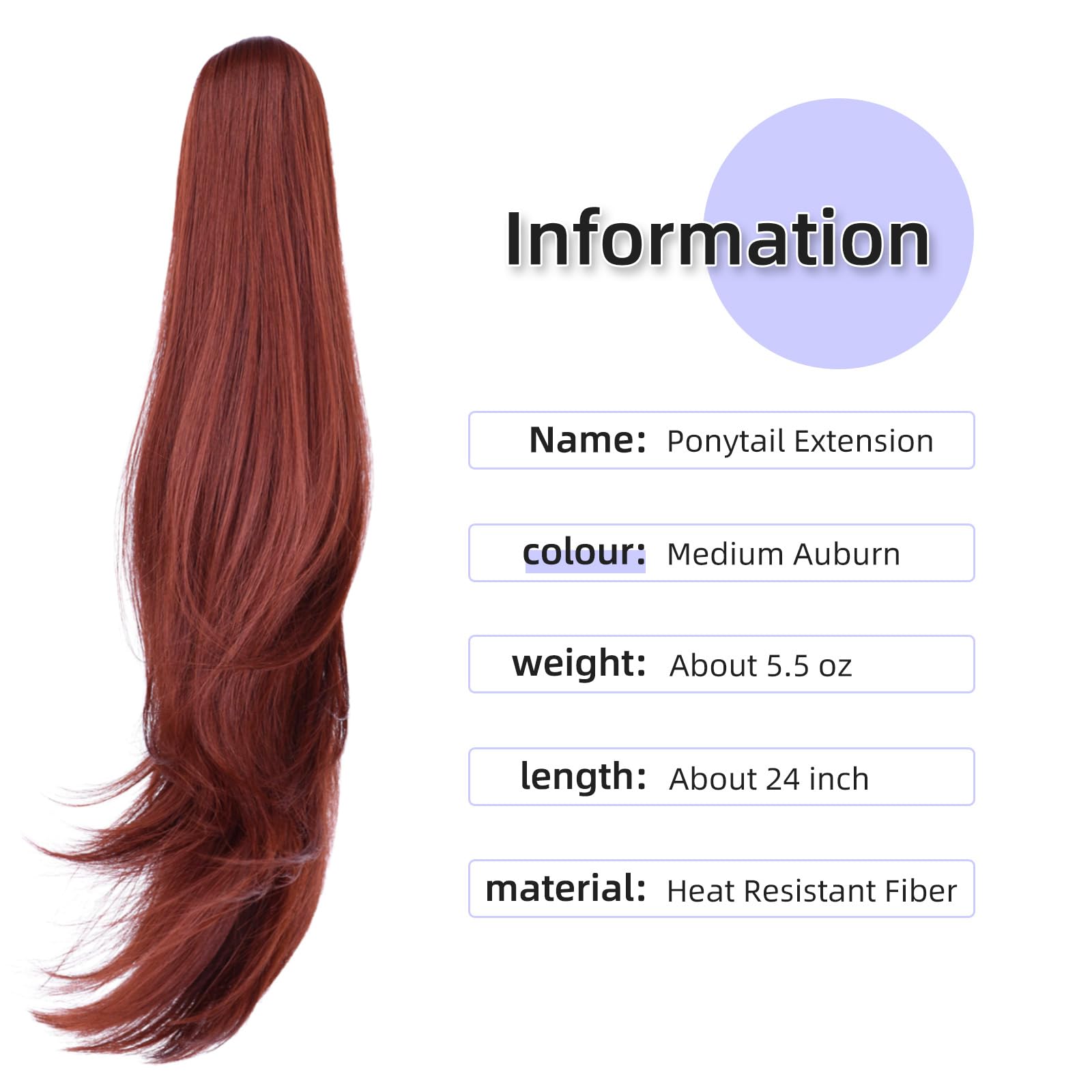 Natural Straight Ponytail Hair Extension with Claw Clip - Seamless Blonde Brown Black Hairpiece for Women - Perfect for Parties, Weddings & Everyday Styling