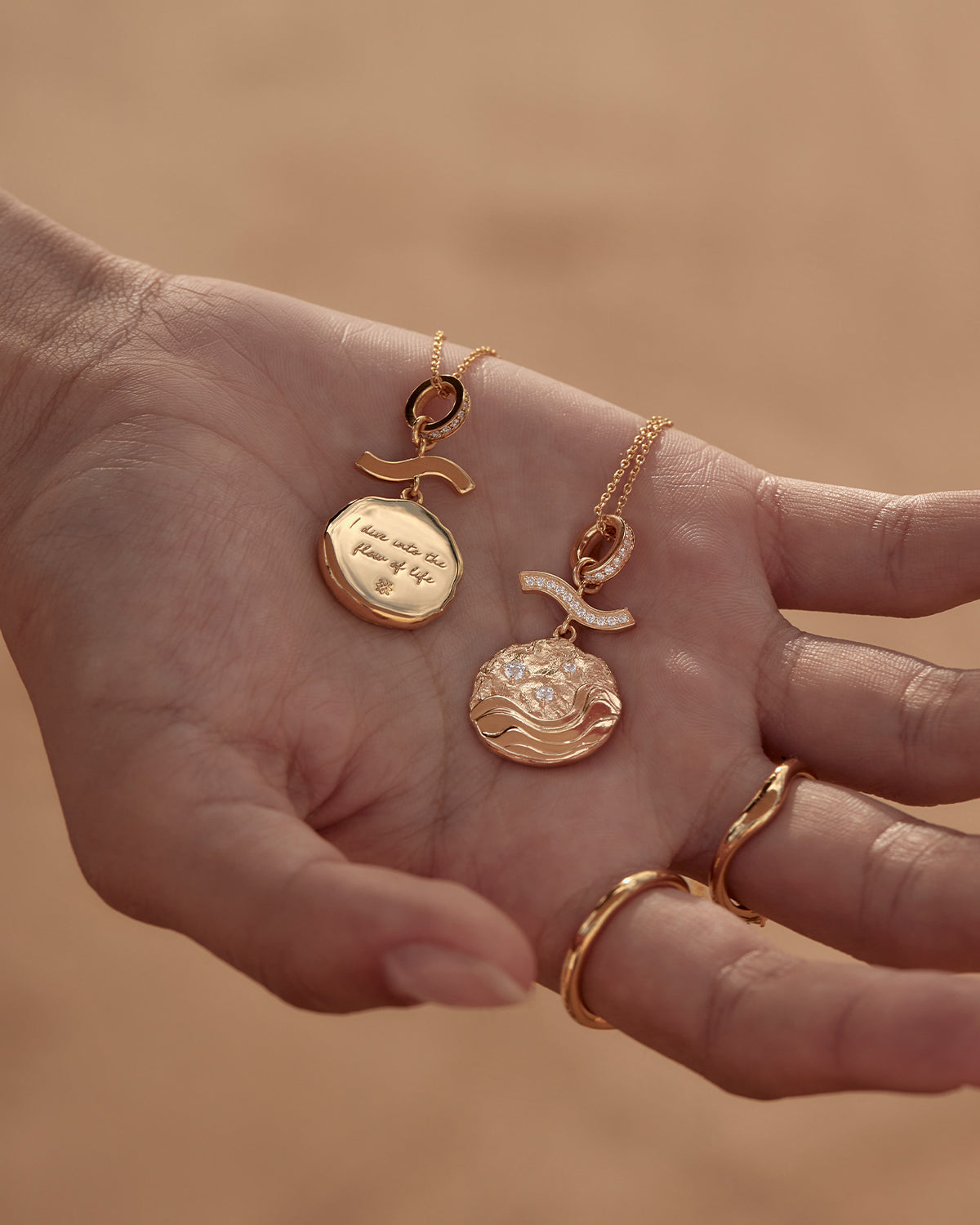 18K Gold Vermeil Flow of Life Necklace - Dainty Minimalist Pendant for Women | Perfect for Everyday Wear, Gift Giving & Special Occasions