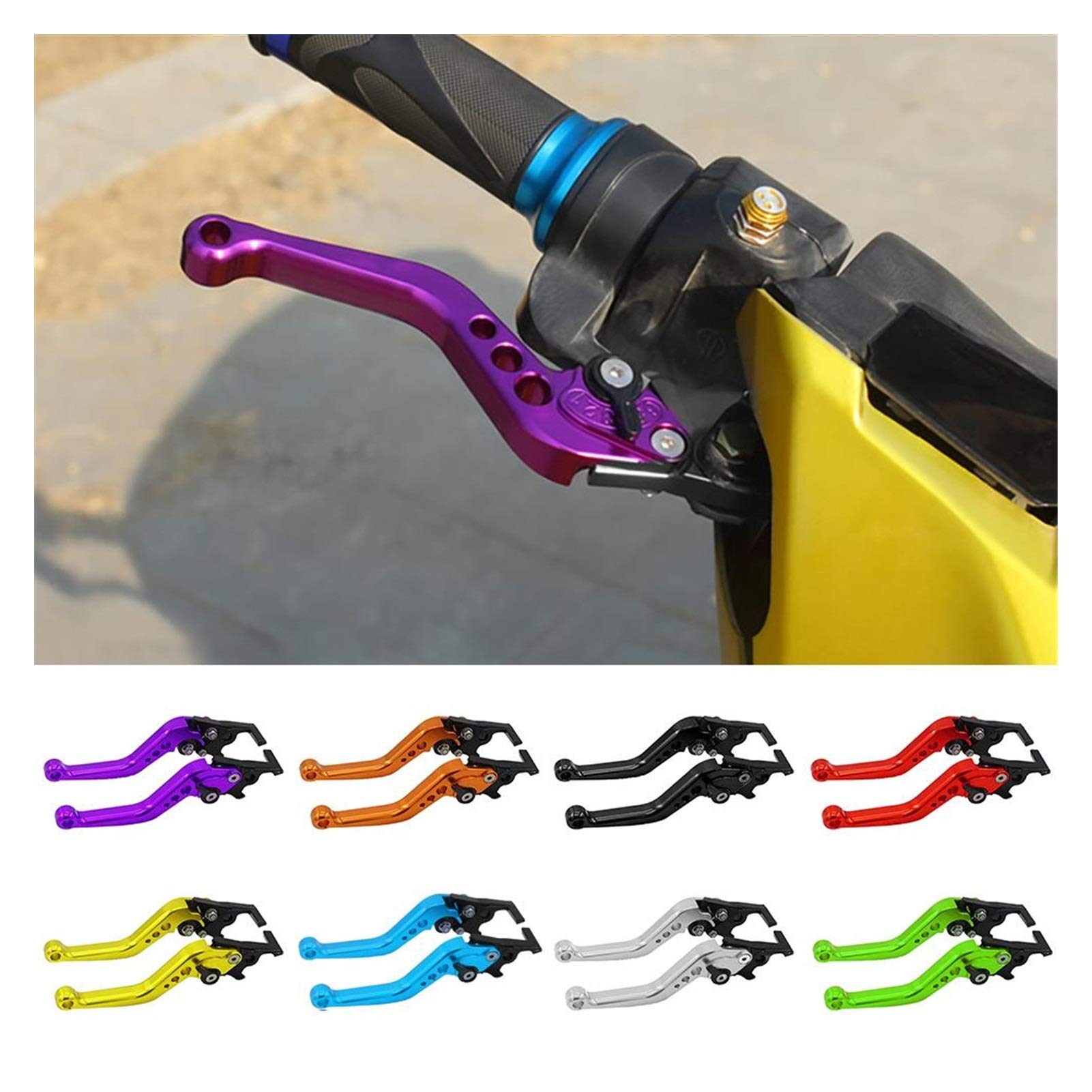 1 Pair CNC Metal Adjustable Motorcycle Hand Brake Handle Grip - Durable & Comfortable for Cruiser, Sport Bike, and Off-Road Adventures