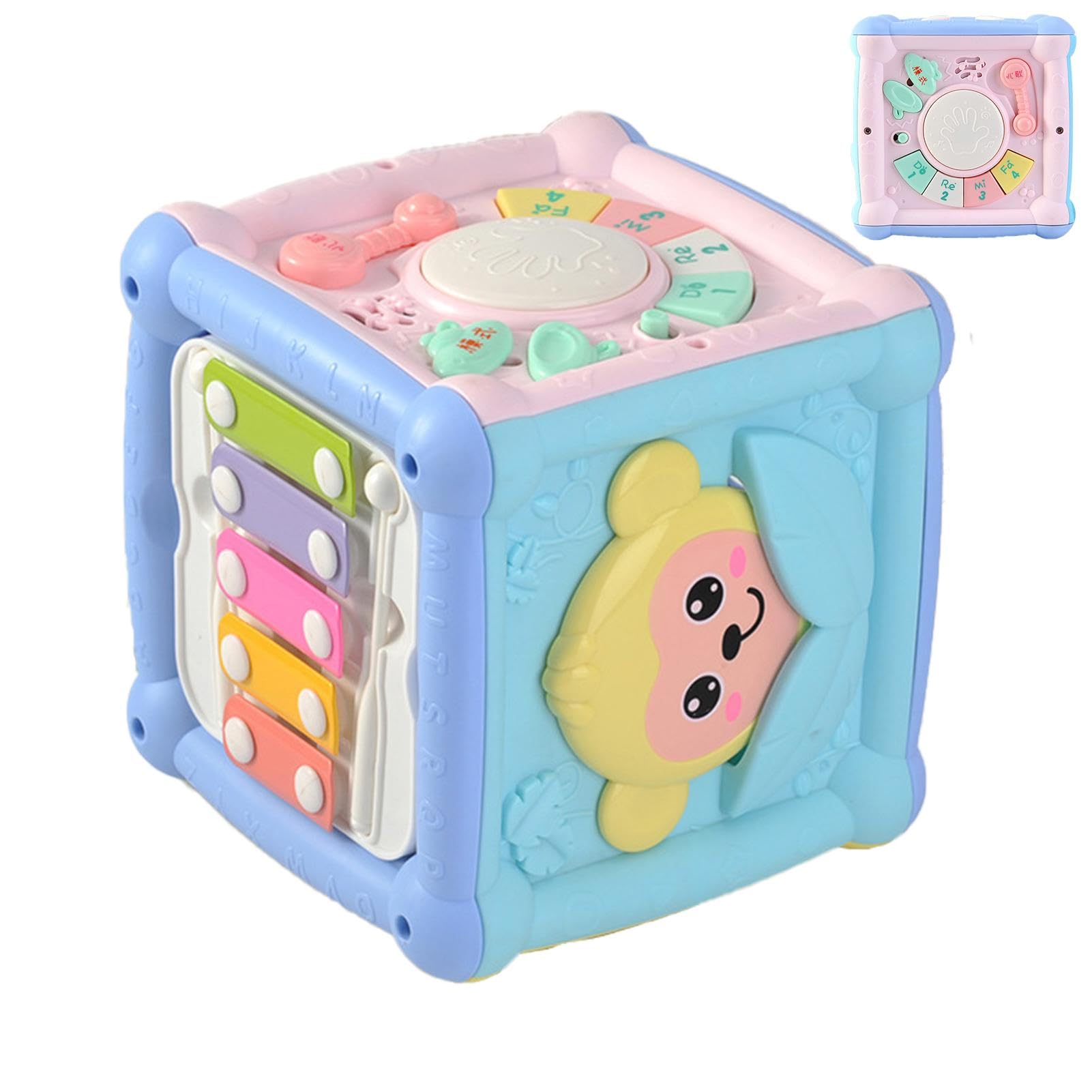Piano Drum Toddler Toy with Bead Maze & Building Blocks - Cartoon Musical Instrument for 0-1 Year Olds - Perfect for Early Learning & Playtime at Home or Daycare