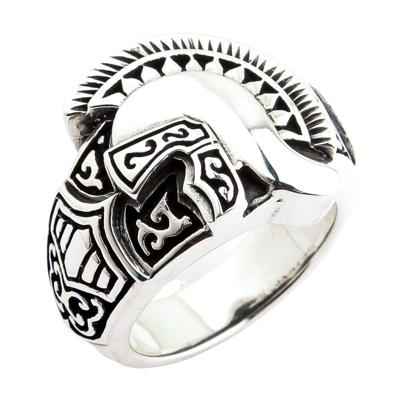 Roman Warrior Helmet Sterling Silver Ring - Medieval Knight Jewelry for Men - Perfect for Renaissance Fairs, LARP Costumes & Historical Reenactments