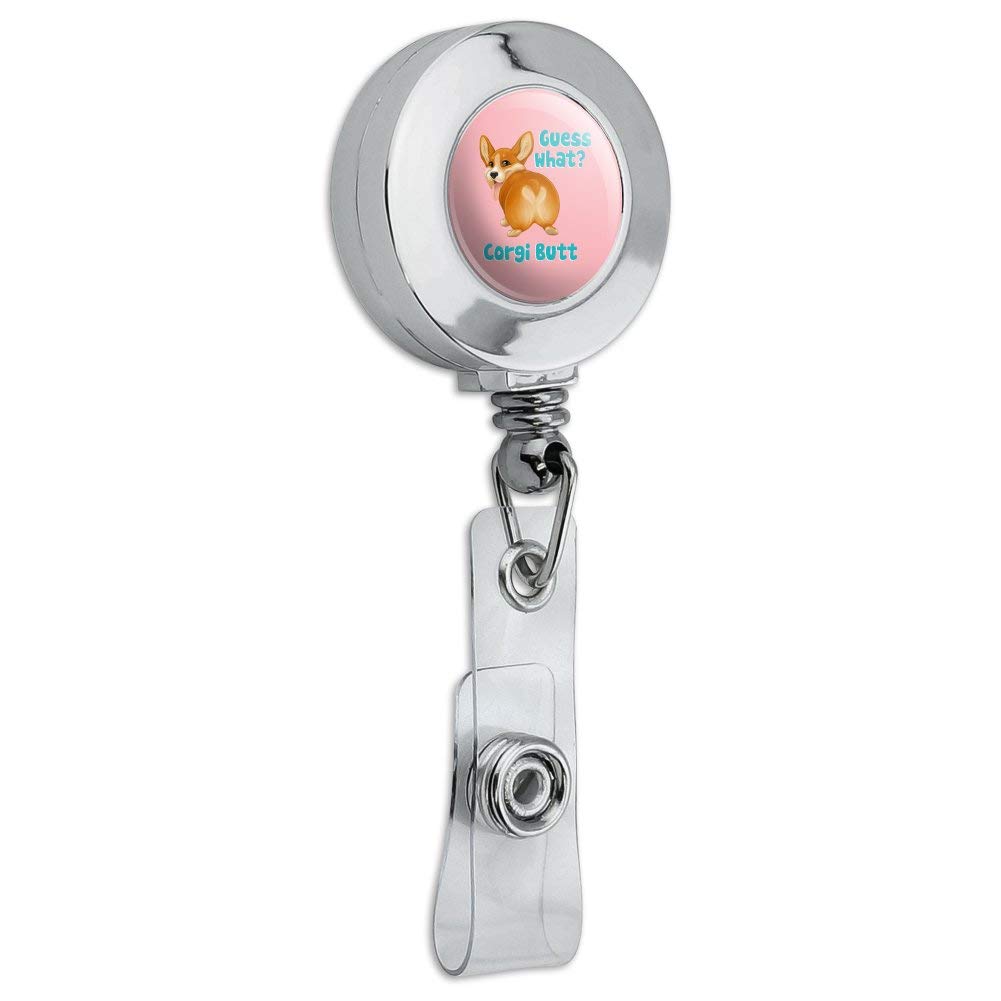 Funny Corgi Butt ID Badge Holder - Retractable Clip for Work & Events