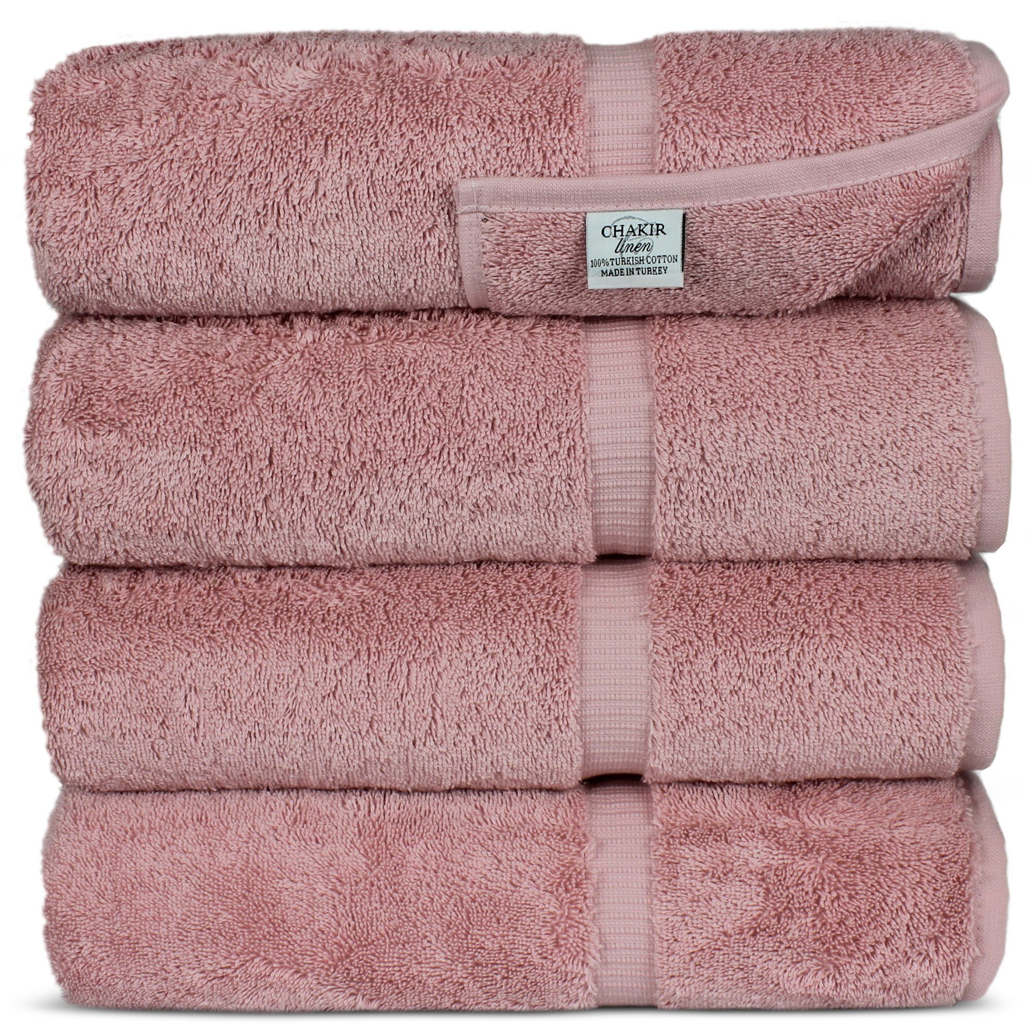 Premium Turkish Cotton Bath Towels Set of 4 - Ultra Absorbent & Quick Dry, Soft Luxury Towels for Bathroom, Spa, Beach & Pool (Pink)