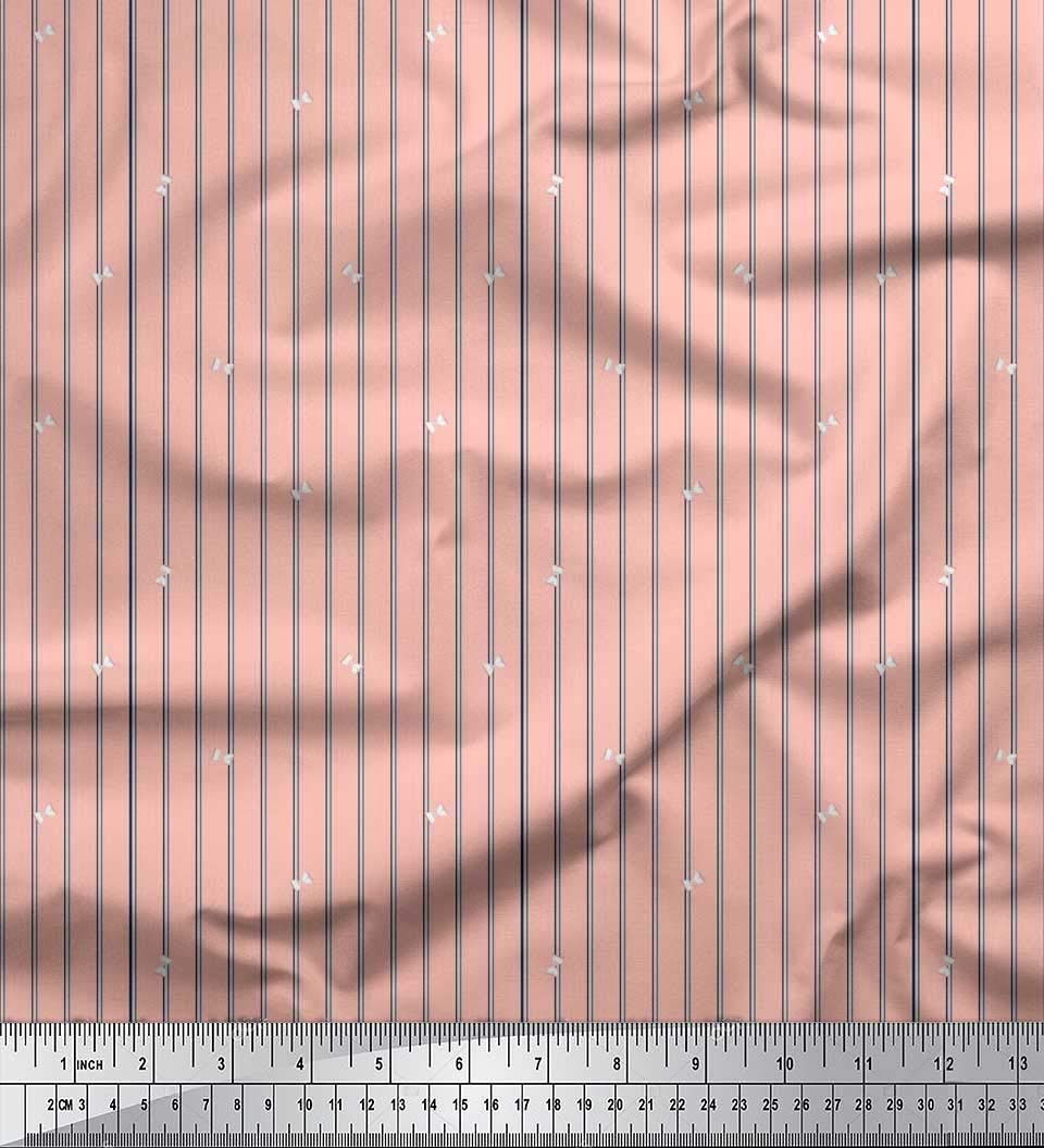 Soimoi Velvet Fabric - Striped & Sand Timer Print Shirting Decor Fabric - 58 Inch Wide - Perfect for Upholstery, Curtains, and DIY Home Decor Projects