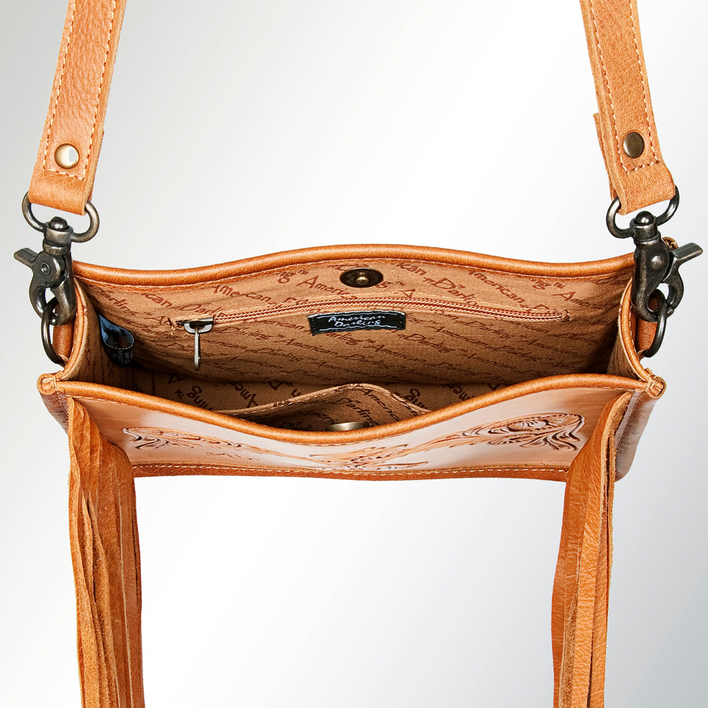 Genuine Leather Women's Western Handbag - American Darling Hand Tooled Purse for Cowgirl Style & Everyday Use