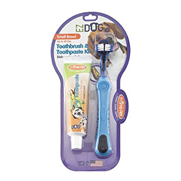Triple Pet EZDog Toothbrush & Toothpaste Kit for Small Dogs - Gentle Dental Care for Puppies & Small Breeds - Perfect for Daily Teeth Cleaning at Home