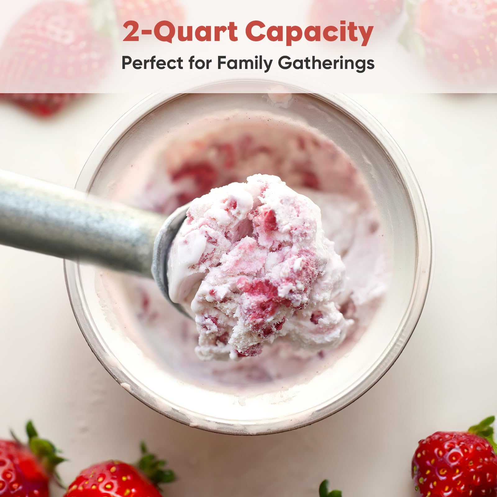 Coolcook 2 Quart Ice Cream Maker Attachment for KitchenAid Stand Mixer - Compatible with 4.5 Qt & Larger Models | Make Frozen Yogurt, Sorbet & Gelato at Home | Perfect for Summer Parties, Family Desserts & DIY Treats